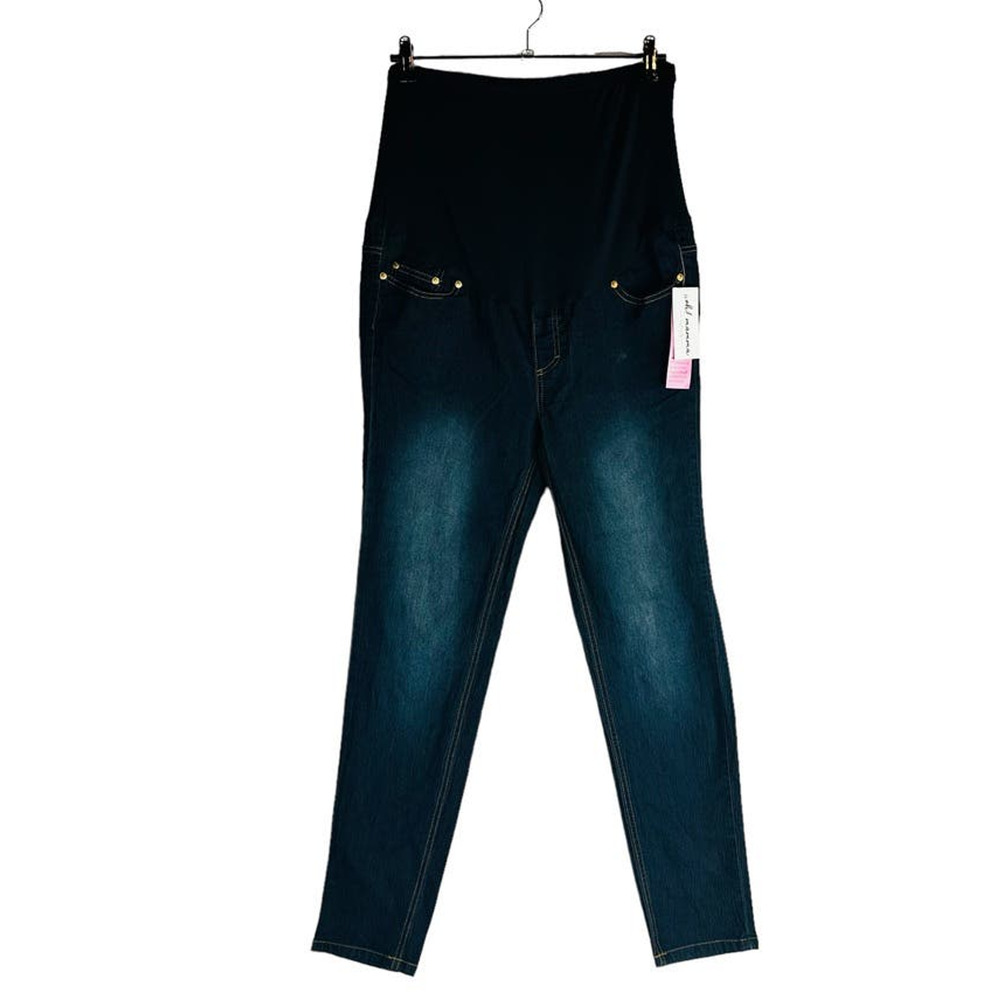 New‎ Oh! Mama Sz Large Full Panel Jeans Denim Stretch Pockets Blue Maternity NWT